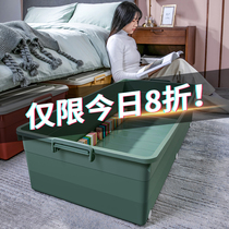 Bed bottom storage box clothes storage household large pulley flat storage box artifact under bed storage box
