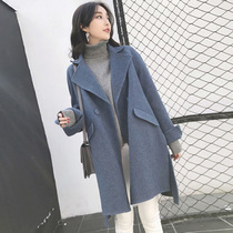 Autumn 2021 New Korean version of small size womens cashmere wool jacket double-sided woolen coat autumn and winter