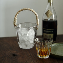 Playthings Japanese hammer eye pattern ice bucket 500ML bar decoration glass bucket small fruit basket with ice cubes
