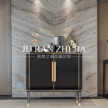 American solid wood black drawing gold entrance cabinet Light luxury living room foyer cabinet Home shoe cabinet Simple decoration cabinet Dining side cabinet
