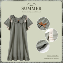 New Sleeping Dress Lady Summer Pure Cotton Princess Wind Thin pyjamas short sleeves Lace Cute Long Dresses Sexy Spring Autumn Days