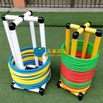 Kindergarten childrens outdoor toy storage rack pulley movable pulley storage rack hula hoop pickup rack
