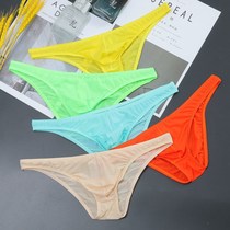 1 pair of briefs male sexy transparent panties mens briefs Ice silk ultra-thin silky breathable young men