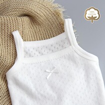 100%cotton breathable mesh thin material Pure cotton summer girls camisole base small medium virgin girl baby