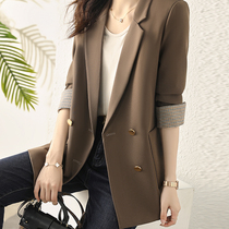 Double-breasted Curry blazer womens autumn and winter 2021 New Korean version of English casual small man suit jacket