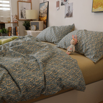 Thickened sanding 100 plus velvet warm bed three-piece cotton cotton quilt cover 18 meters autumn and winter bedding four-piece set