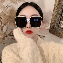  Korean version of off-white big frame fat round face thin glasses personality retro polarized sunglasses female anti-ultraviolet sunglasses