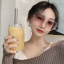 South Korea Net red same female myopia retro resort wind beach pink sunglasses sunglasses round face box