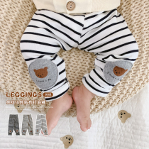 Baby Spring Autumn New Pinstripe Beat Bottom Pants Men And Women Baby Super Cute Cartoon Outside Wearing Long Pants Baby Foreign Air Pants