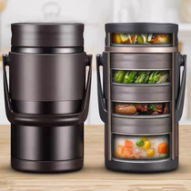 Multi-layer ultra-long insulated lunch box 304 stainless steel portable student office workers large-capacity lunch box round insulation barrel