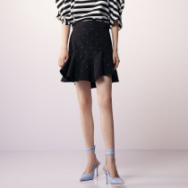 Uoyaa UYA 2021 summer new gorgeous hot diamond embellishment fungus skirt short A fishtail skirt small black skirt