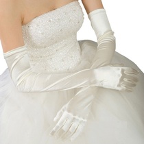 婚纱手套加长款新娘冬缎面有指新娘手套结婚手套白色黑色红色手套