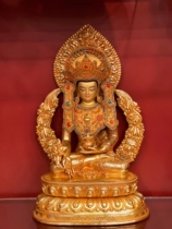 Nepalese boutique Sakya crafts red copper full-time gold pure handmade haircut carved with inlaid production of pharmacist Buddha