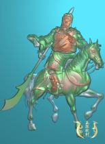 Guan Gong Horse Riding Guan Kung Wu Caiu God Fine Sculpture Photo Jade Sculpture figure JDP