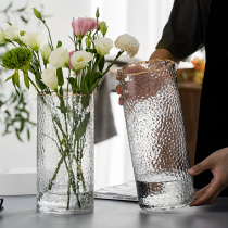 ins Nordic light luxury transparent gold corrugated glass vase water fresh flowers rich bamboo lily flower arrangement