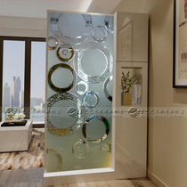 Art glass porch partition screen modern simple aisle background double-sided elegant concentric circle