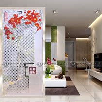 Hot selling art glass living room partition wall entrance aisle background carving tempered three-dimensional sense happy plum blossom offering