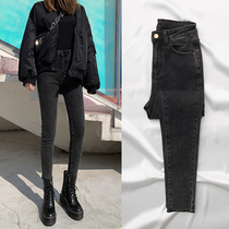 2022 Spring new black jeans ladies spring autumn high waist display slim fit slim fit slim fit pencil pants summer