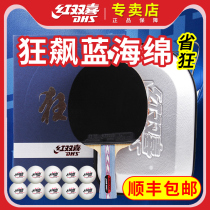 Red Double Happiness Table Tennis Racket Crazy NO Series Blue Sponge Offensive Professional Ping Pong Racket Single Racket Gift Box