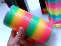  Childrens magic show Colorful glowing rainbow circles Stretch stretch stretch pull ring Plastic spring toy