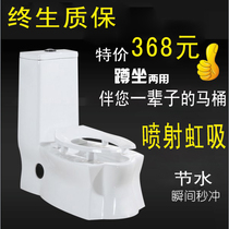 Household squat dual-use toilet Super swirl siphon water-saving silent pumping wall row rear deodorant double seat toilet