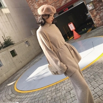 Sandro Moscoloni autumn and winter age reduction fashion temperament Hong Kong flavor knitted wide leg pants knitted two-piece set