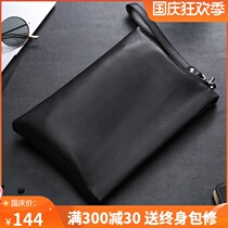 Hand bag mens leather Korean version of mens hand bag mens casual soft leather large capacity lambskin envelope bag clip tide