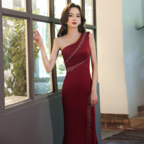 Toast Bride 2021 New Summer High-end Banquet Temperament Red Fish Tail Mother Wedding Banquet Evening Dress Women