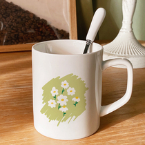 Mug with lid spoon ceramic cup womens home office coffee water cup summer boy tea cup couple drinking water