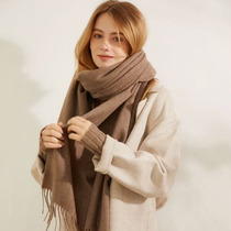 Inner Mongolia 100 pure wool scarf womens autumn and winter thick warm shawl solid color wild Korean cashmere scarf
