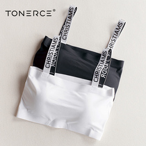 Wrapped breast bottom anti-light short sexy gathering letter jacket wearing a beautiful back student vest