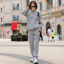 Pure Cotton Sportswear Suit Women Spring Autumn 2022 New Loose Big Code Sweatshirt Casual Wear down two sets