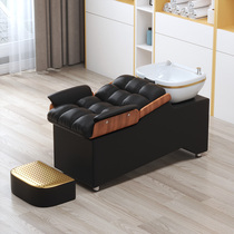 Hairdressers hair wash bed Barber shop semi-lying flushing bed high-grade ceramic basin net red simple sitting hair salon exclusive