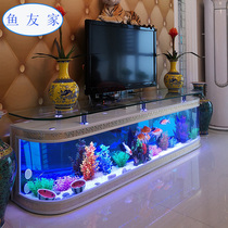 Fish tank TV cabinet Household floor-to-wall integrated ecological water-free creative luxury lucky European living room new