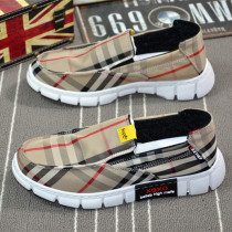 Summer mens breathable plaid ice silk cloth shoes Low to help with a foot pedal Soft bottom casual cloth Shoe Mens shoes New board shoes