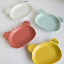 South Koreas same ceramic matt good texture white animal head shape kitty dog dishes before raw bone meat drinking pan