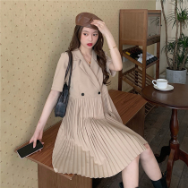 2023 Summer Pregnant Women Wear Va - collar Fashion Suite Dress Short Sleeve Small - sized Sense Career Dresses