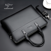Tianhong Kangkangaroo Genuine Leather Mens Briefcase Men Briefcase Handbag Business Cross Section 15 6 Inch Computer Bag Single Shoulder Bag Soft