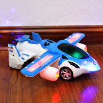  360°rotating childrens toy plane deformation boy baby toy car light music simulation airliner model
