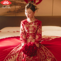Xiuhe dress 2021 new wedding Chinese bridal dress Dragon and phoenix coat wedding dress Feng Guanxia wedding dress slim and thin summer