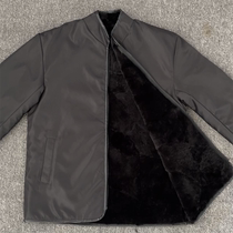 Middle-aged shear cut fur one-body coat male genuine inner gall cotton cotton loose large-yard long fur topper