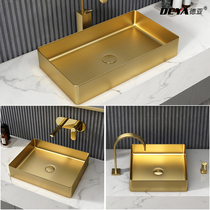  Stainless steel table basin Gold bar table basin Hotel washbasin Bathroom sink Household single basin