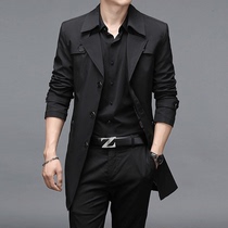 Trench coat mens long spring and autumn casual winter Ruffian slim size Business Mens English suit jacket