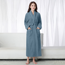 Pure cotton towel material in long style bathrobe hotel lovers sleeping robes men and women pure color absorbent bath clothes autumn and winter youth pyjamas