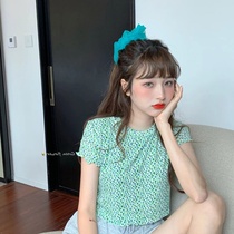 Vigor girl floral short coat female summer new 2021 niche design sense sweet and spicy wind short sleeve t-shirt women