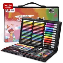 Lei childrens painting painting tool pen set 108 pieces gift box 1 box brush crayon watercolor Pen art supplies