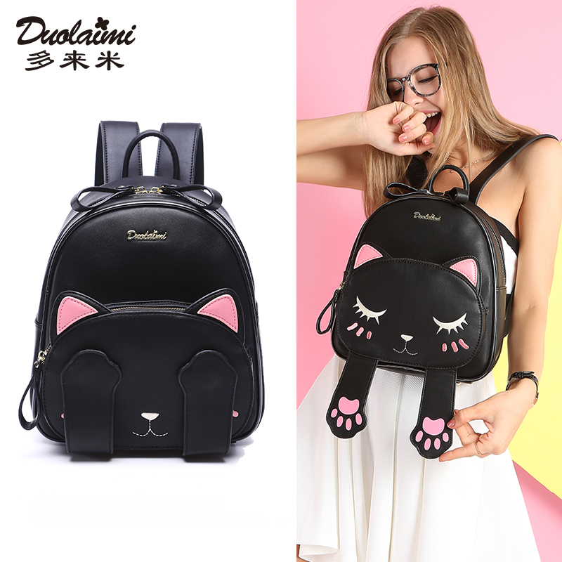 Dorami Shoulder Bag Women 2019 New College Style Bookbag Lovely Cat Backpack Korean Version Baitao Travel Bag