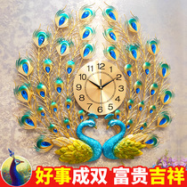 Peacock wall clock Living room household fashion creative clock Mute decorative wall clock European Quartz clock Big Phoenix clock