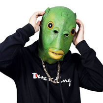 Sand sculpture green-headed fish mask headgear shaking sound funny cute green fish net red with the same performance props