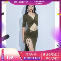 Gorgeous solo show 2021 Spring and Autumn new belly dance practice clothing performance women light luxury temperament set